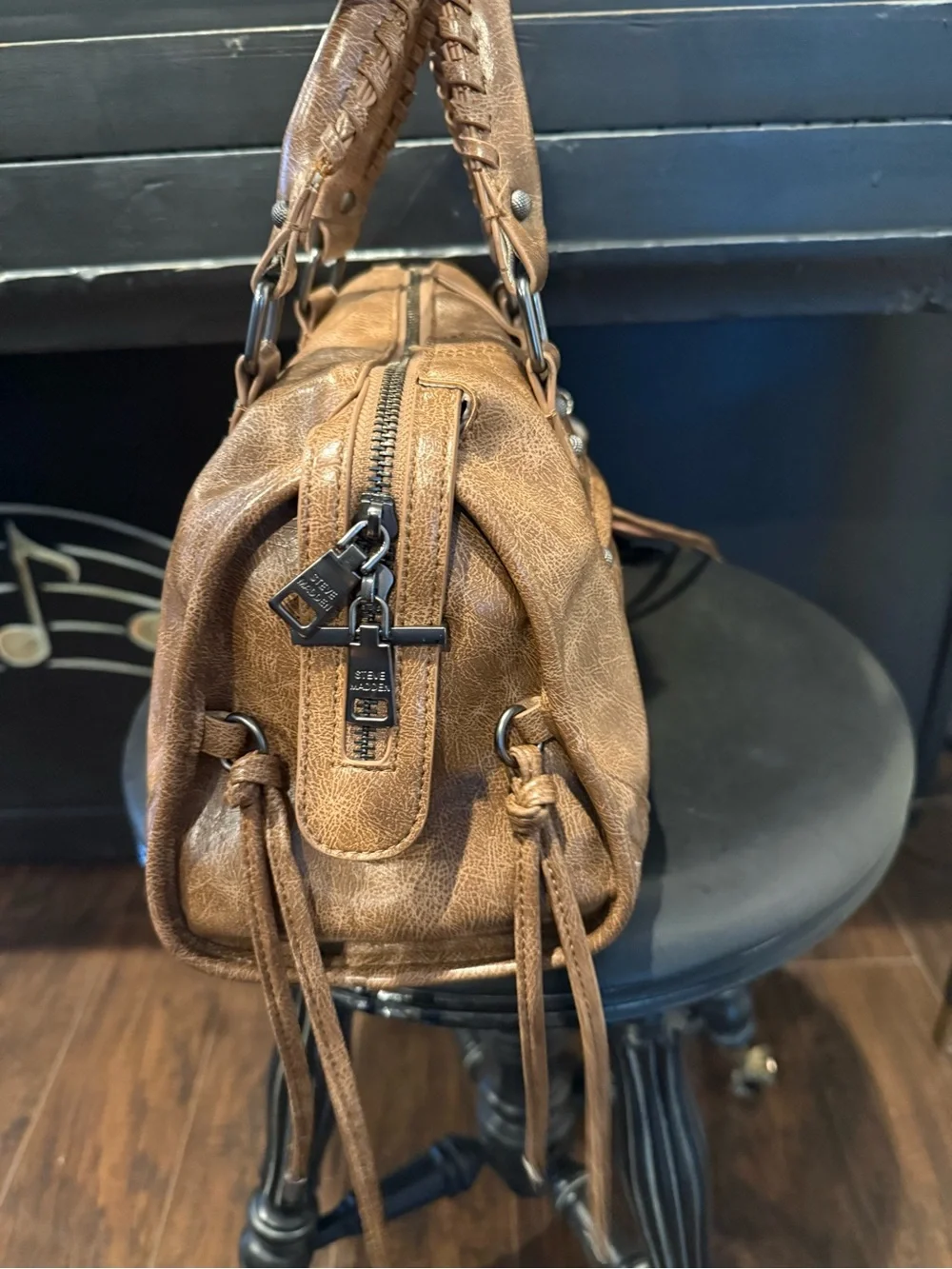 Steve Madden Tan Leatherette Satchel Handbag